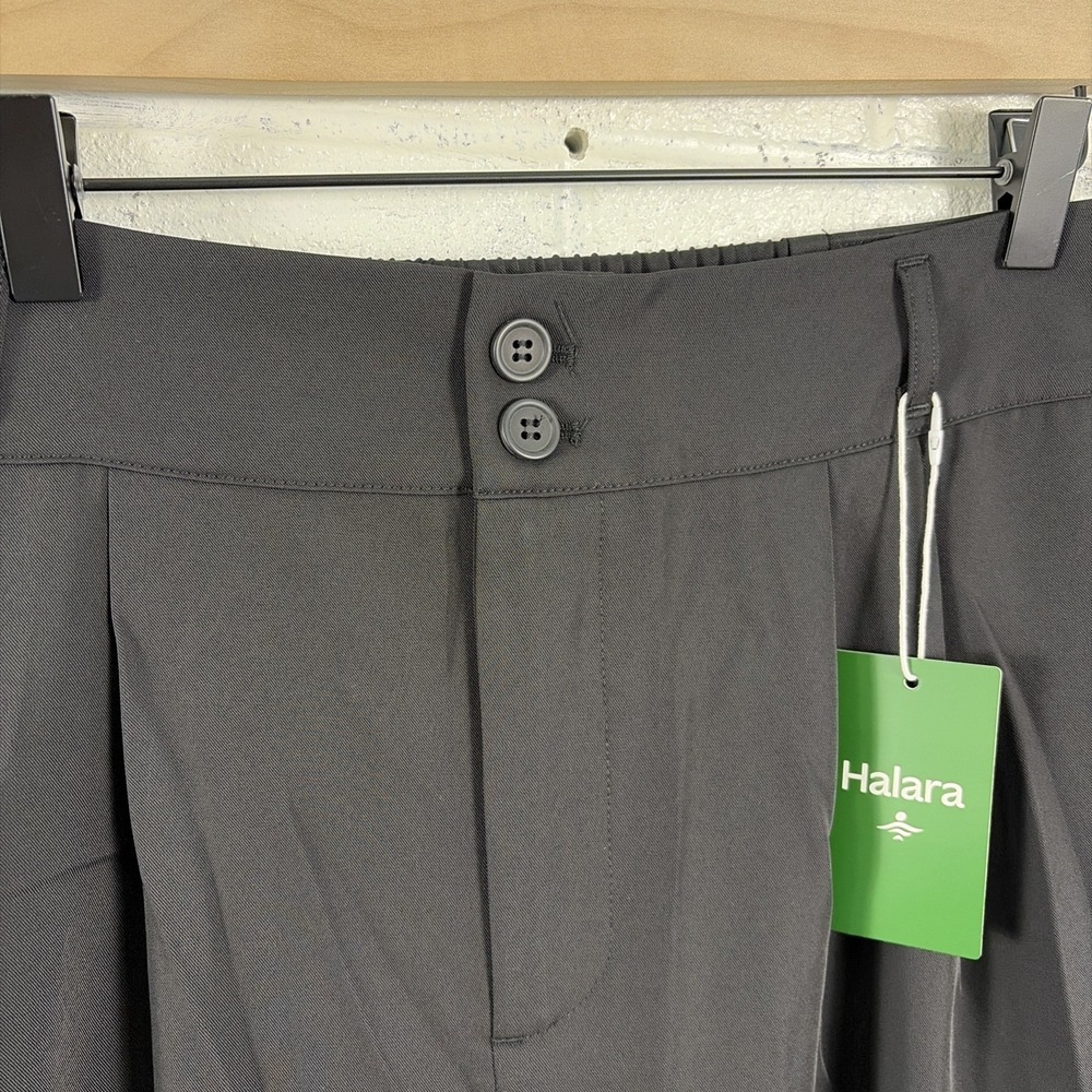 Halara Pants Womens Petite L Black Pleated Wide Leg Pockets Career - Picture 5 of 13